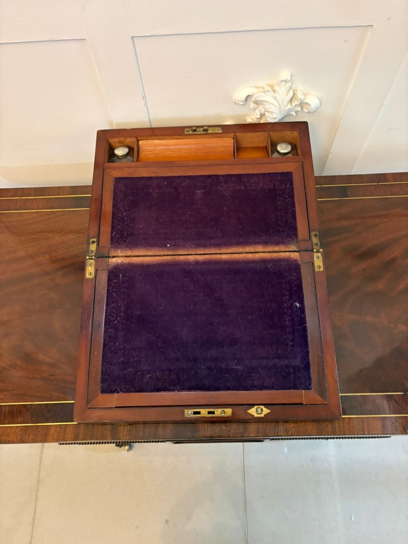 Antique Victorian Mahogany Brass Bound Writing Box - Image 7